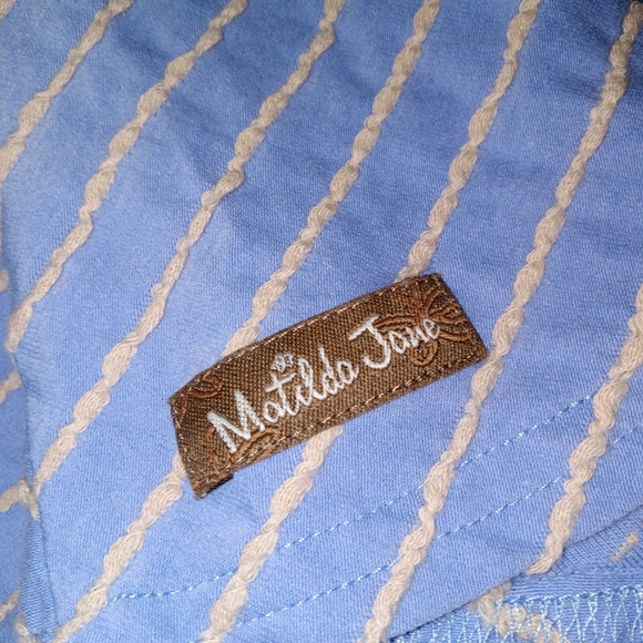 Matilda Jane Exploration Blue Beige Textured Striped Dress XS - Picture 4 of 13